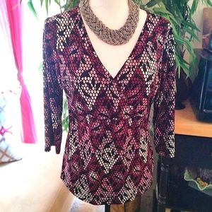 SEXY & CLASSY V-NECK BLOUSE, SIZE MEDIUM